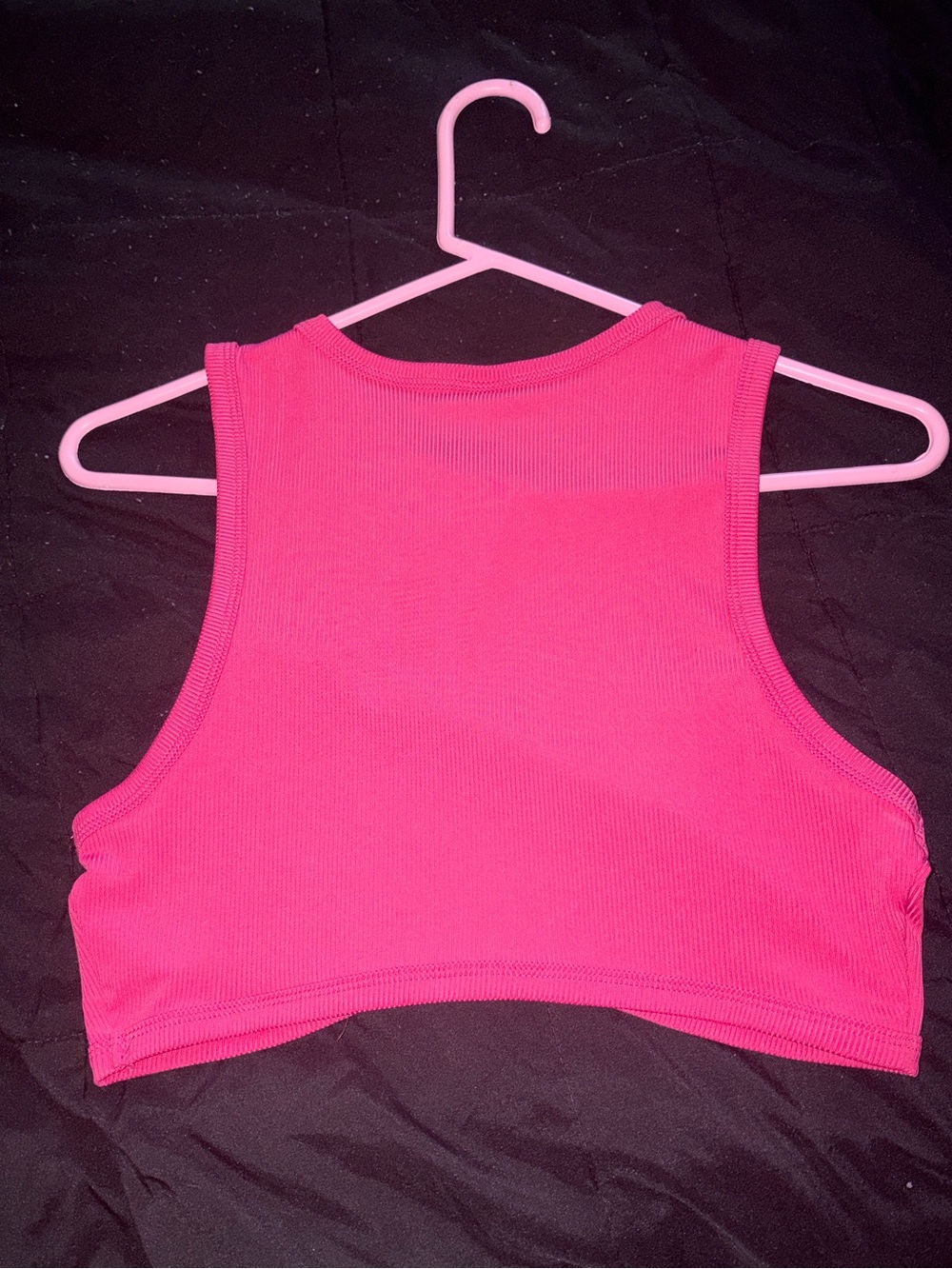 SHEIN Hot Pink Ribbed Racerback Crop Tank - Picture 2 of 4